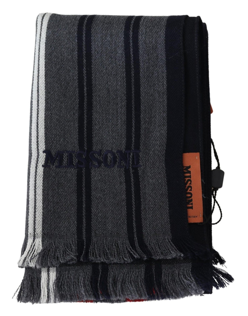 Missoni Multicolor Wool Striped Unisex Neck Wrap Shawl Men's Scarf