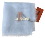 Missoni Light Blue Cashmere Unisex Neck Wrap Men's Scarf