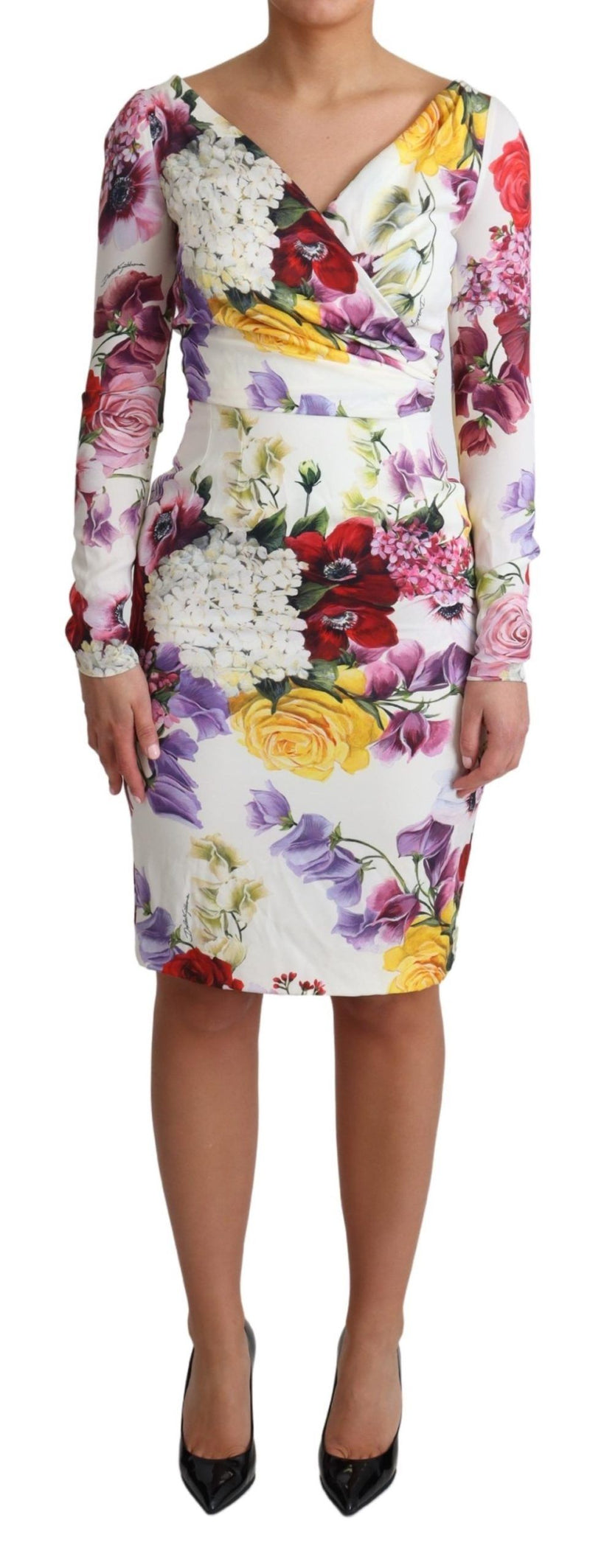 Dolce & Gabbana Elegant Floral Sheath Silk Women's Dress