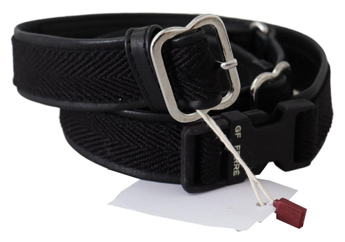 GF Ferre Chic Black Leather Waist Belt with Chrome Women's Buckle