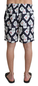 Dolce & Gabbana Black Card Deck Print Beachwear Men's Swimshorts