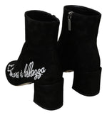 Dolce & Gabbana Black Suede L'Amore E'Bellezza Boots Women's Shoes