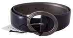Exte Purple Silver Oval Metal Buckle Waist Leather Women's Belt