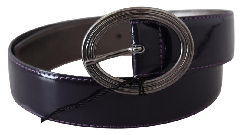 Exte Purple Silver Oval Metal Buckle Waist Leather Women's Belt