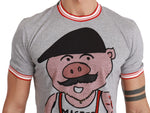 Dolce & Gabbana Chic Gray Cotton T-Shirt with Year of the Pig Men's Motive
