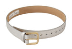 Dolce & Gabbana Engraved Silver-Toned Leather Women's Belt