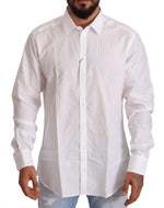 Dolce & Gabbana White Cotton Slim Fit Men MARTINI Men's Shirt