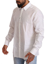 Dolce & Gabbana White Cotton Slim Fit Men MARTINI Men's Shirt