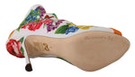 Dolce & Gabbana Floral Open Toe Jersey Women's Heels