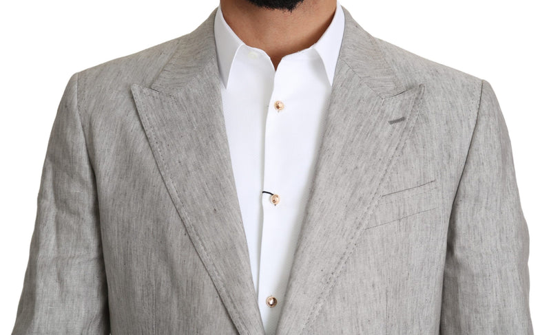 Dolce & Gabbana Elegant Slim Fit Gray Linen-Silk Men's Suit
