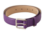 Dolce & Gabbana Elegant Purple Leather Belt with Logo Women's Buckle