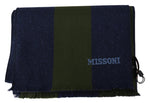 Missoni Authentic Wool Scarf with Stripes and Logo Men's Embroidery