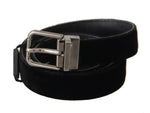 Dolce & Gabbana Black Cotton Silver Tone Metal Buckle Men's Belt