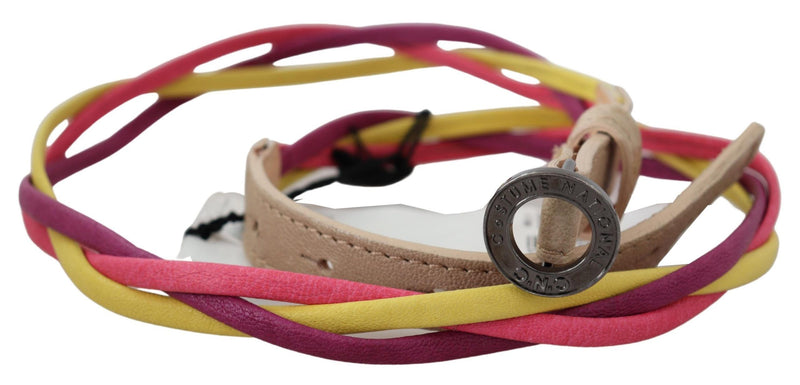 Costume National Multicolor Twisted Leather Circle Buckle Women's Belt