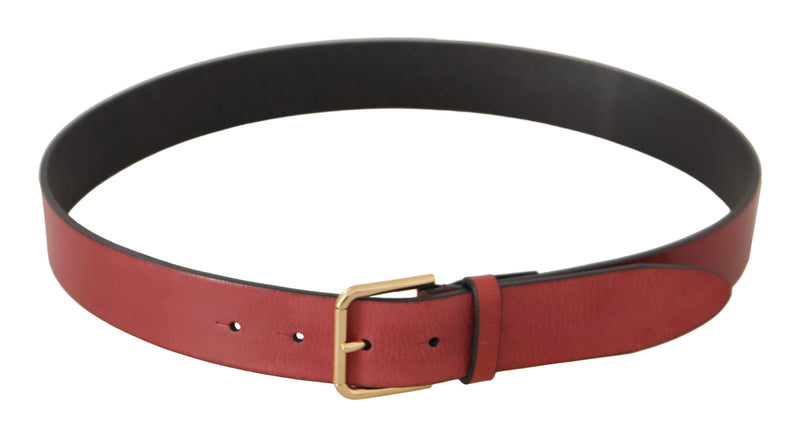 Dolce & Gabbana Elegant Red Leather Belt with Engraved Women's Buckle