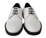 Dolce & Gabbana White Leather Derby Dress Formal Men's Shoes