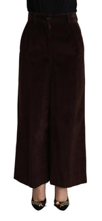 Dolce & Gabbana Black Cotton High Waist Trouser Wide Leg Women's Pants