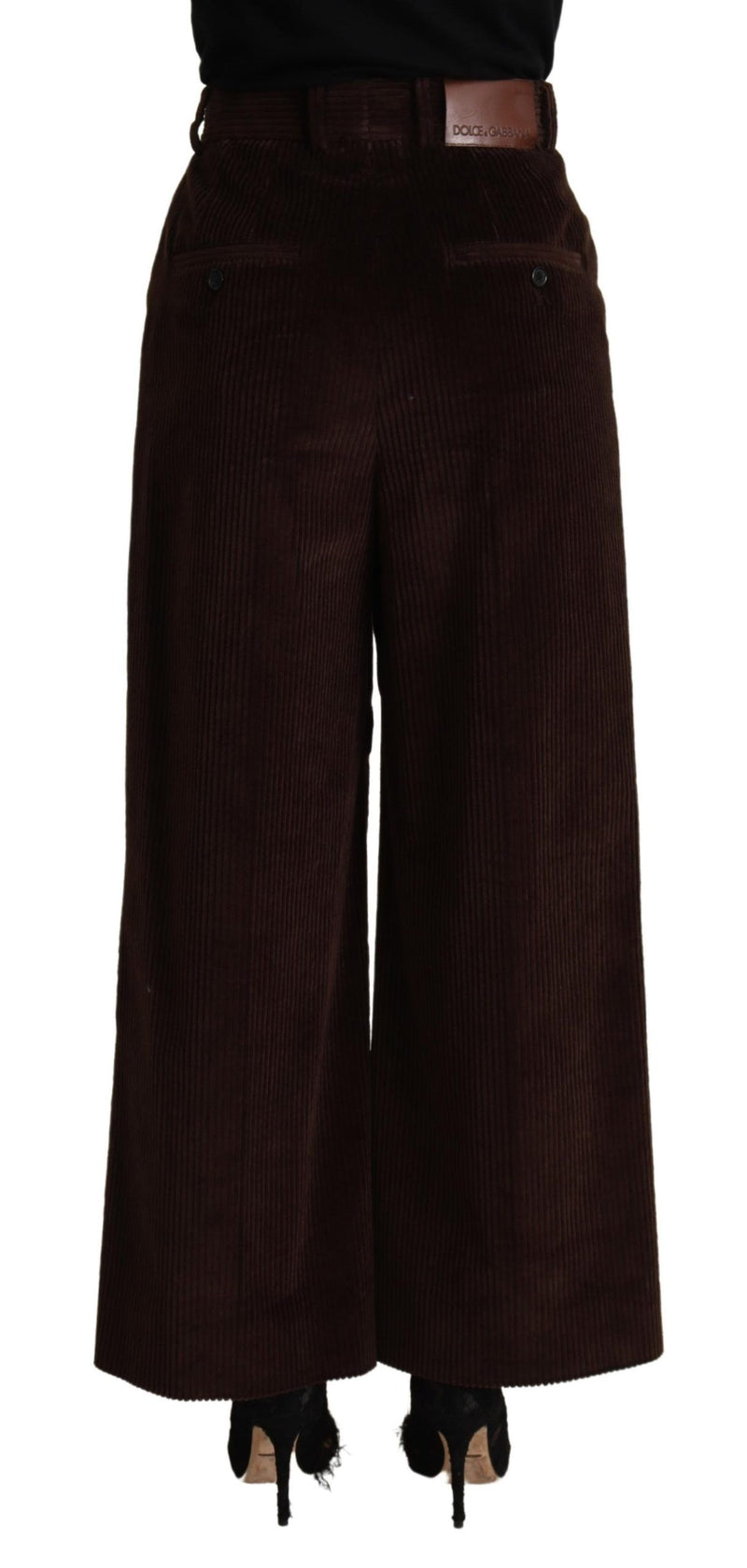 Dolce & Gabbana Black Cotton High Waist Trouser Wide Leg Women's Pants