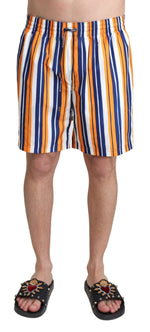 Dolce & Gabbana Multicolor Striped Swim Shorts Men's Trunks