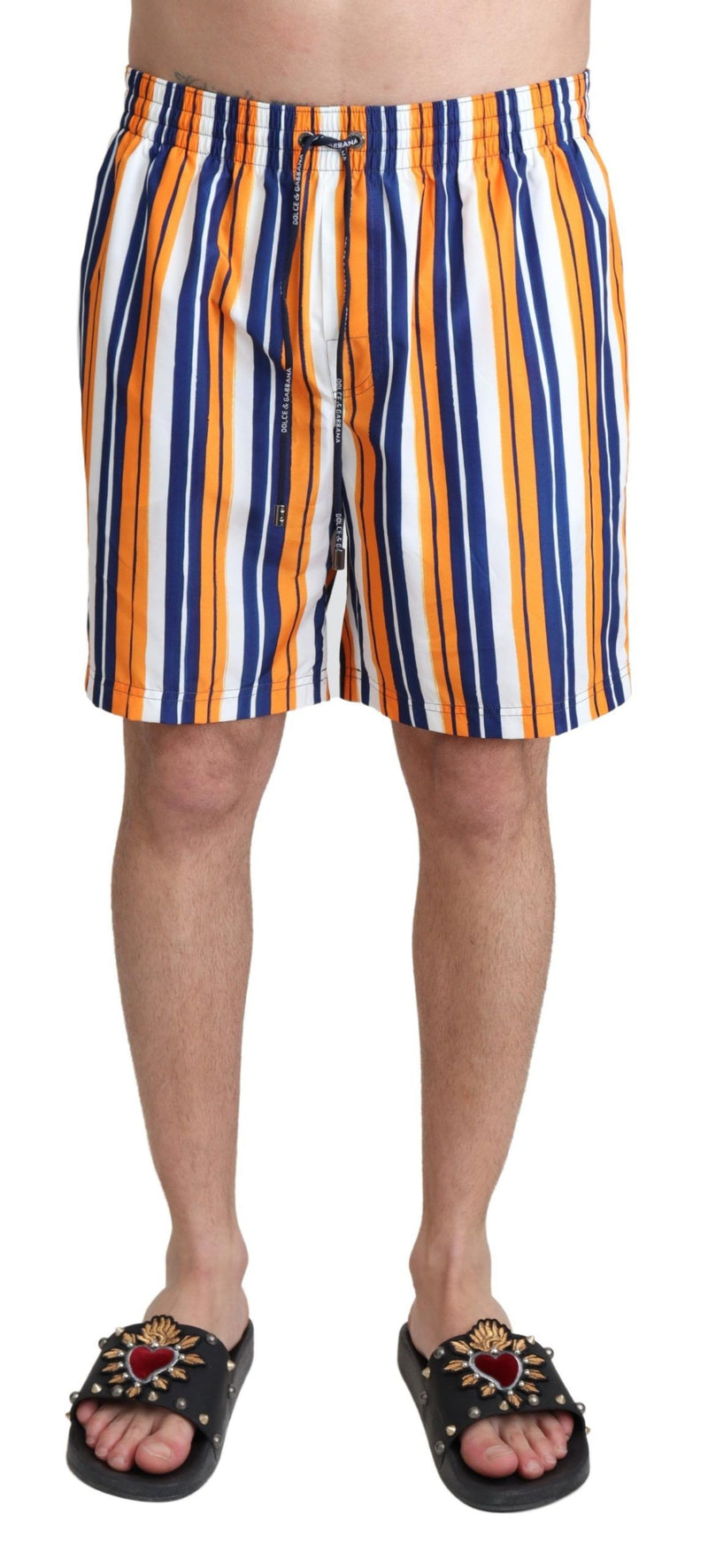Dolce & Gabbana Multicolor Striped Beachwear Men's Swimshorts