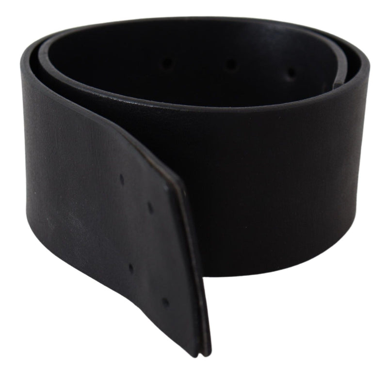 GF Ferre Elegant Solid Black Leather Women's Belt