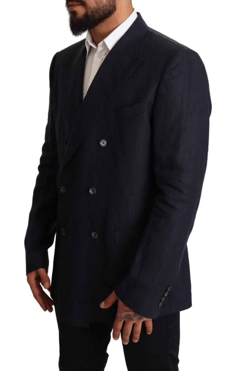 Dolce & Gabbana Blue Linen TAORMINA Jacket Coat Men's Blazer