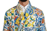Dolce & Gabbana Multicolor Majolica Robe Jacket Men's Coat