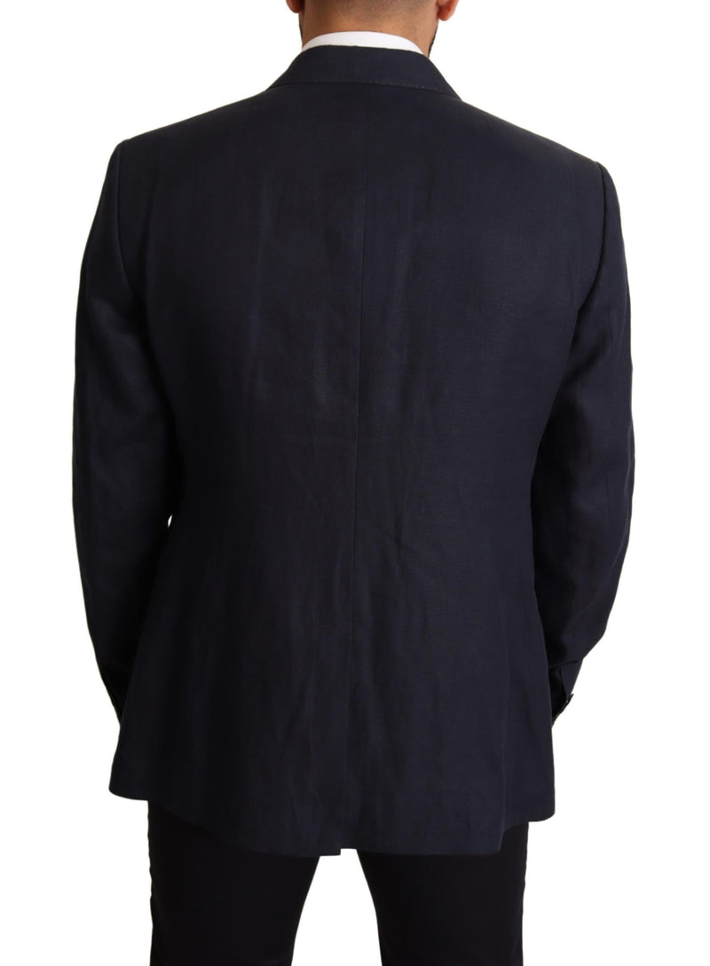 Dolce & Gabbana Blue Linen TAORMINA Jacket Coat Men's Blazer