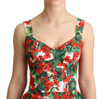 Dolce & Gabbana Red Geranium Print Shorts Jumpsuit Women's Dress