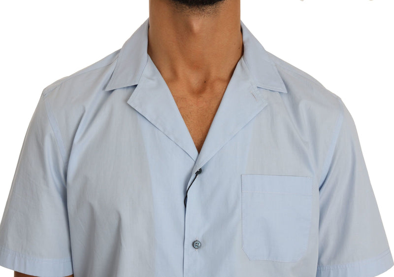 Dolce & Gabbana Blue Short Sleeve 100% Cotton Top Men's Shirt