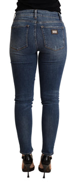 Dolce & Gabbana Blue Skinny Denim Cotton Stretch Trouser Women's Jeans