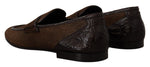 Dolce & Gabbana Elegant Brown Caiman Leather Men's Loafers