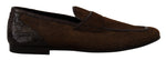 Dolce & Gabbana Elegant Brown Caiman Leather Men's Loafers