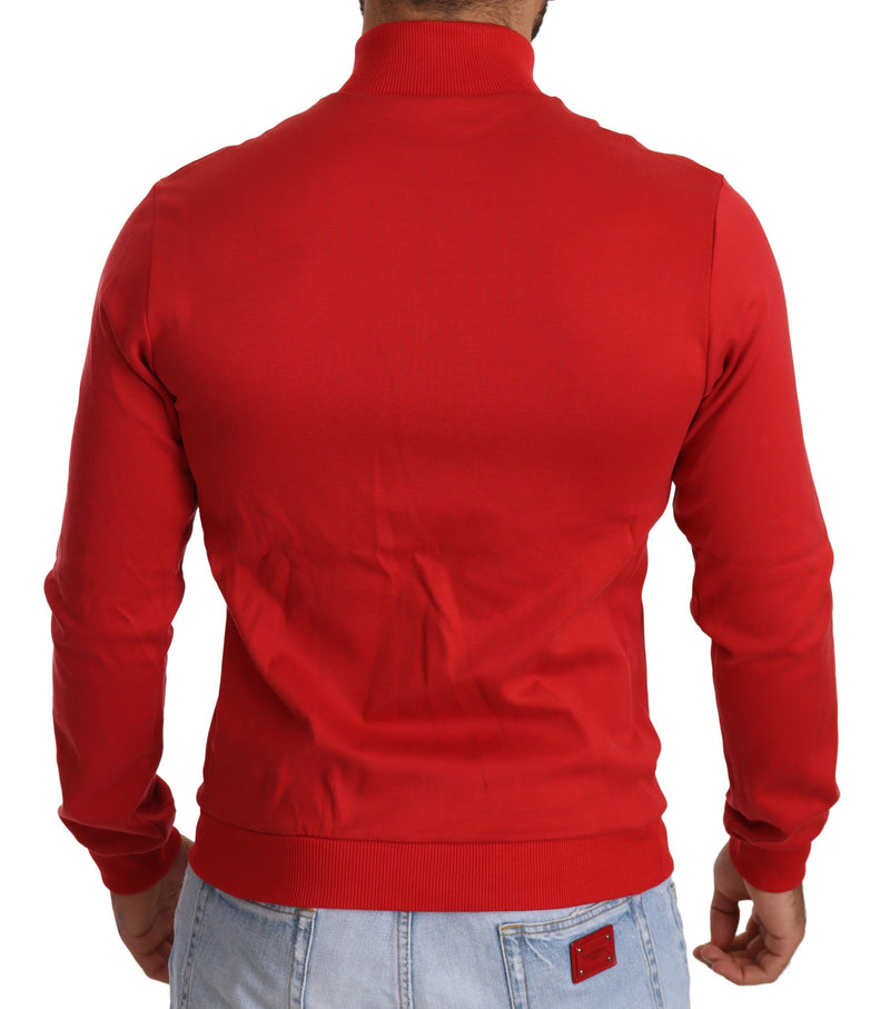 Dolce & Gabbana Red DG Motor Club Zipper Stretch Men's Sweater
