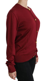 Dolce & Gabbana Silk Red Cardigan Top with Button Women's Accents