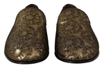 Dolce & Gabbana Gold Tone Loafers Slides Dress Men's Shoes