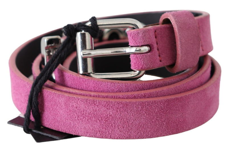 Just Cavalli Pink Silver Chrome Metal Buckle Waist Women's Belt