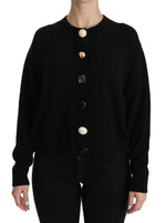 Dolce & Gabbana Black Button Embellished Cardigan Women's Sweater