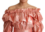 Dolce & Gabbana Pink Ruffled Women's Silk Cotton Gown Women's Dress