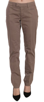 Dondup Chic Brown Straight Cut Women's Trousers