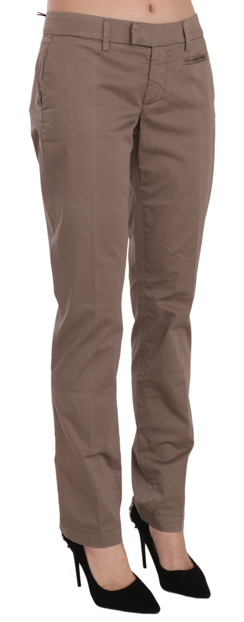 Dondup Chic Brown Straight Cut Women's Trousers