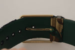 Dolce & Gabbana Elegant Green Leather Belt with Logo Women's Buckle
