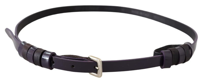 GF Ferre Chic Black Leather Belt with Chrome Silver Tone Women's Buckle