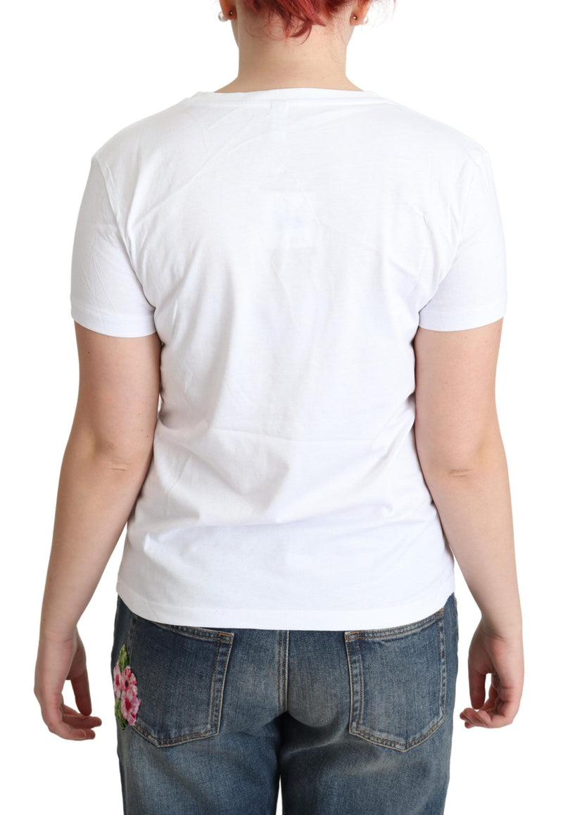Moschino White Cotton Alphabet Letter Print Tops Women's T-shirt