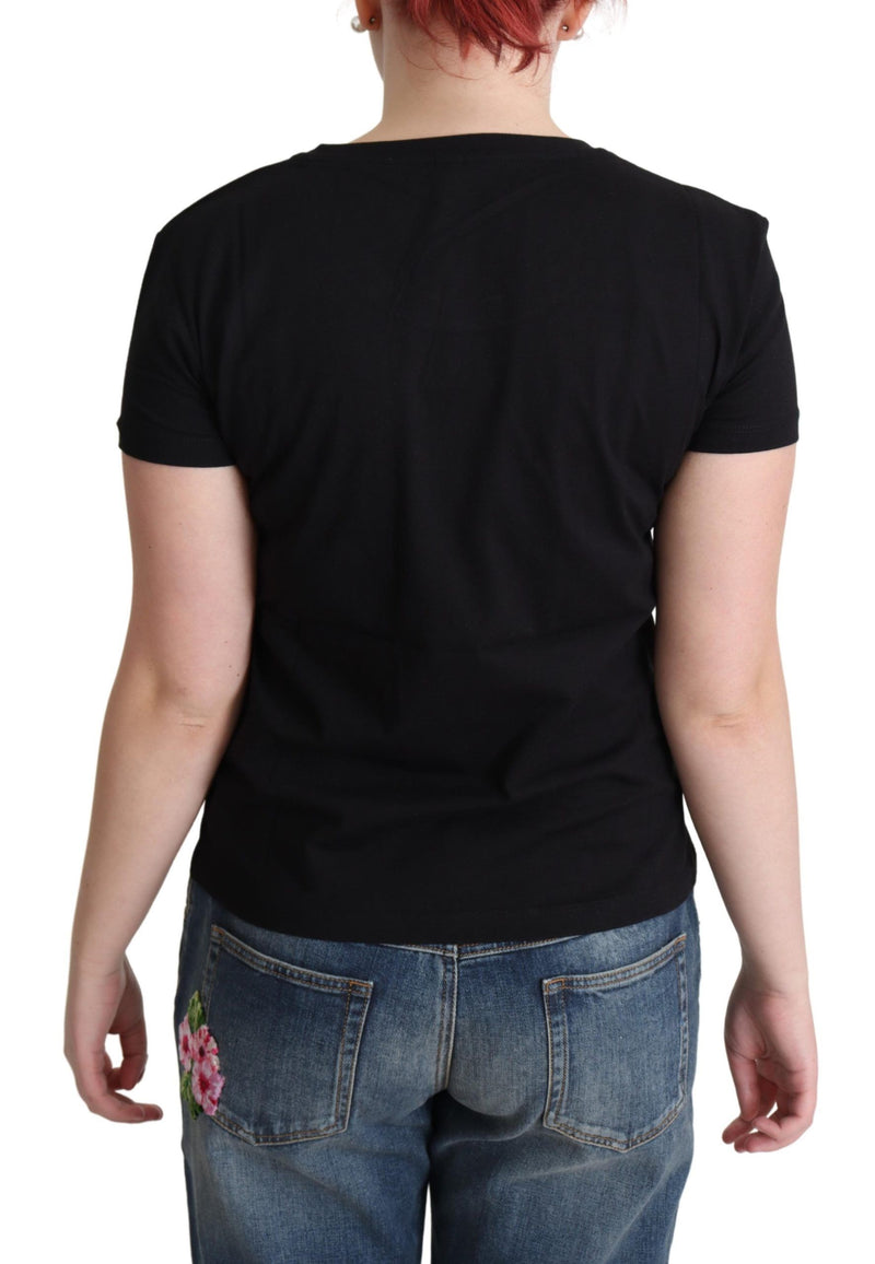 Moschino Black Cotton Come Play 4 Us Print Tops Women's T-shirt