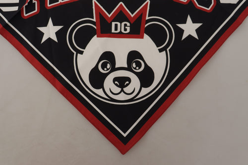 Dolce & Gabbana Black Red da Crown DG Logo Square Handkerchief Men's Scarf