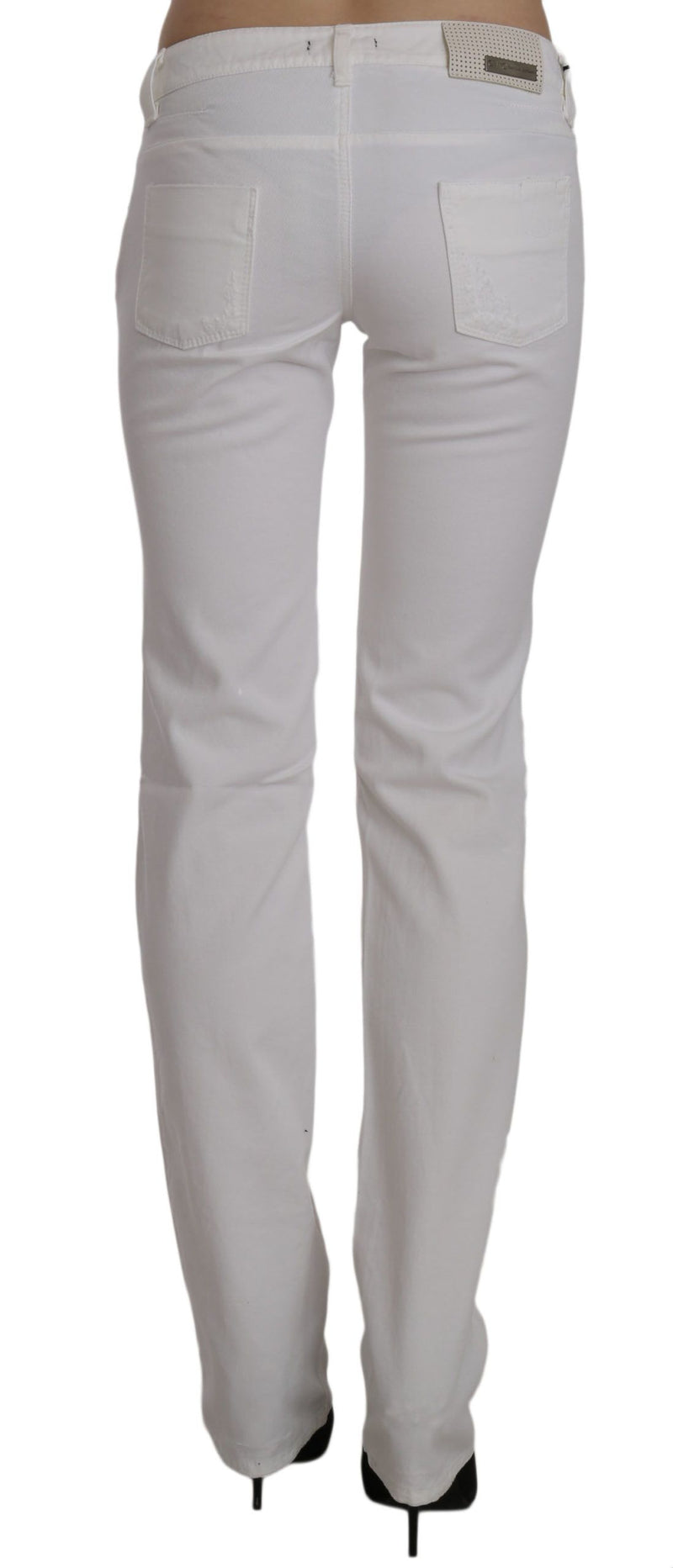 Costume National White Cotton Slim Fit Straight Jeans Women's Pants