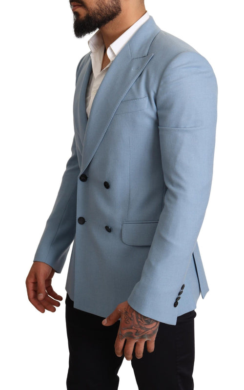 Dolce & Gabbana Elegant Blue Cashmere-Silk Men's Men's Blazer