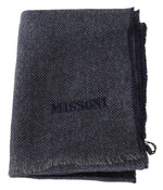 Missoni Black Wool Knit Unisex Neck Wrap Men's Shawl