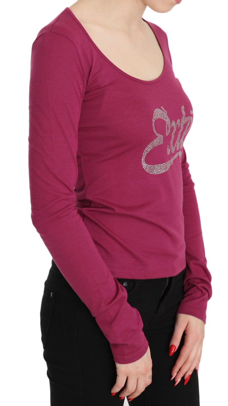 Exte Pink Exte Crystal Embellished Long Sleeve Women's Top